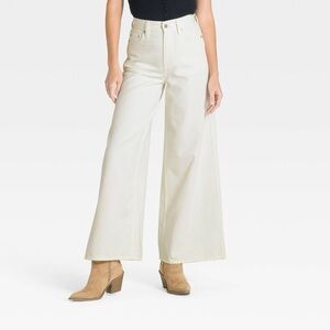 NWT Women's Highest-Rise Palazzo Wide Leg Jeans - Universal Thread White Sz 12